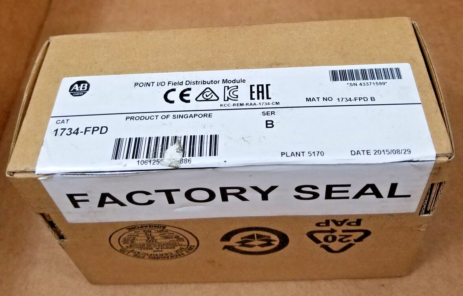 Surplus NEW IN BOX Allen Bradley 1734-FPD/B Field Potential Distributor 24V/240V