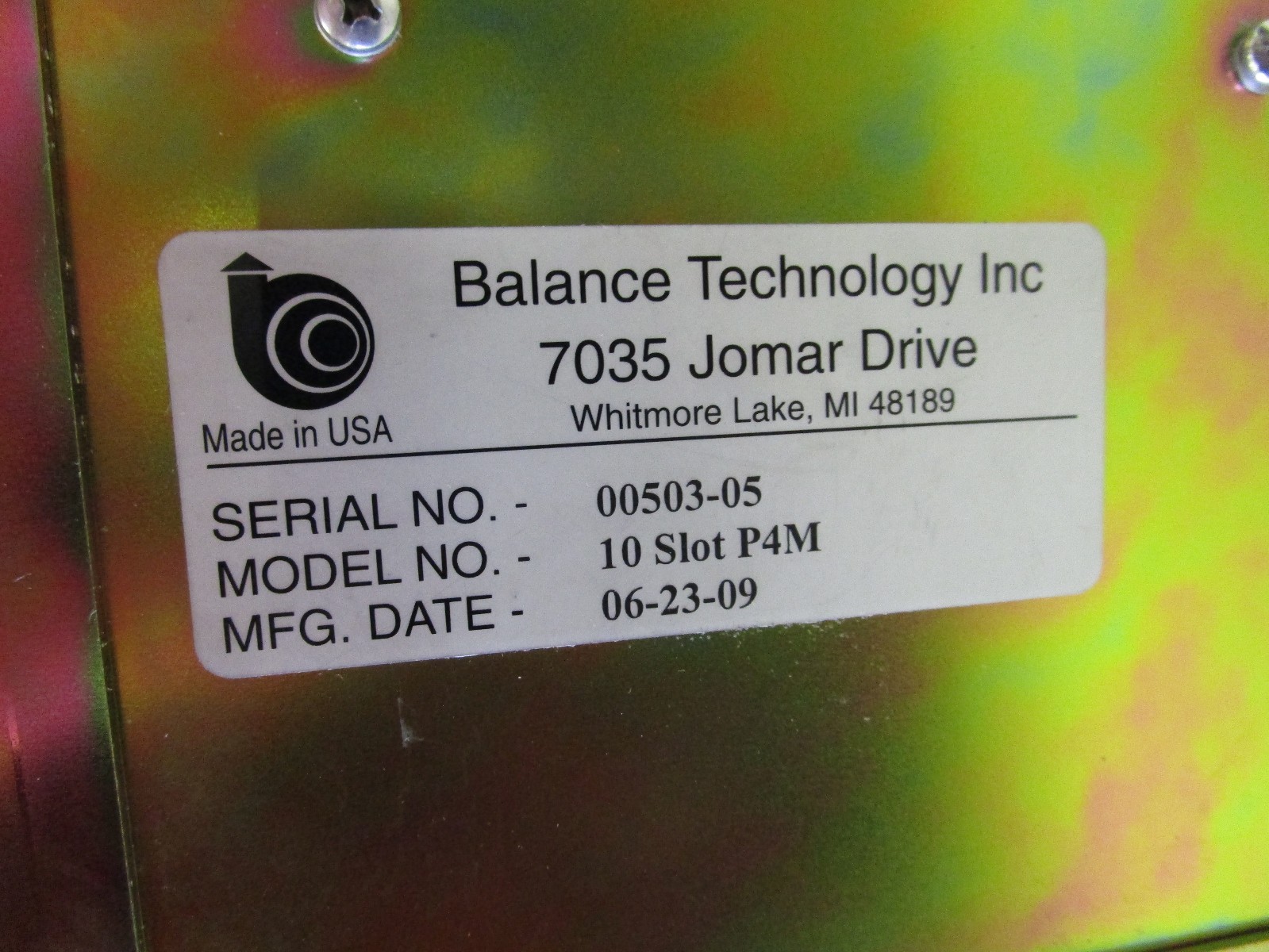 BALANCE TECHNOLOGIES P4M 10-SLOT INDUSTRIAL COMPUTER – USED – FREE SHIPPING