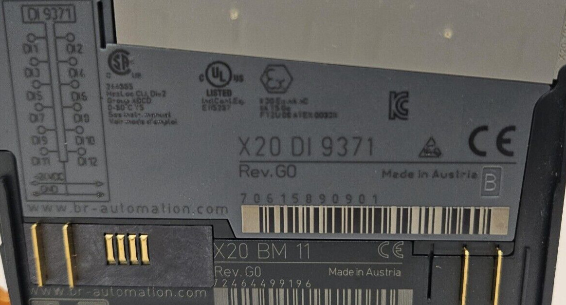 B&R X20DI9371 Digital Input Module Rev. G0 I/O Module 12 Digital Inputs