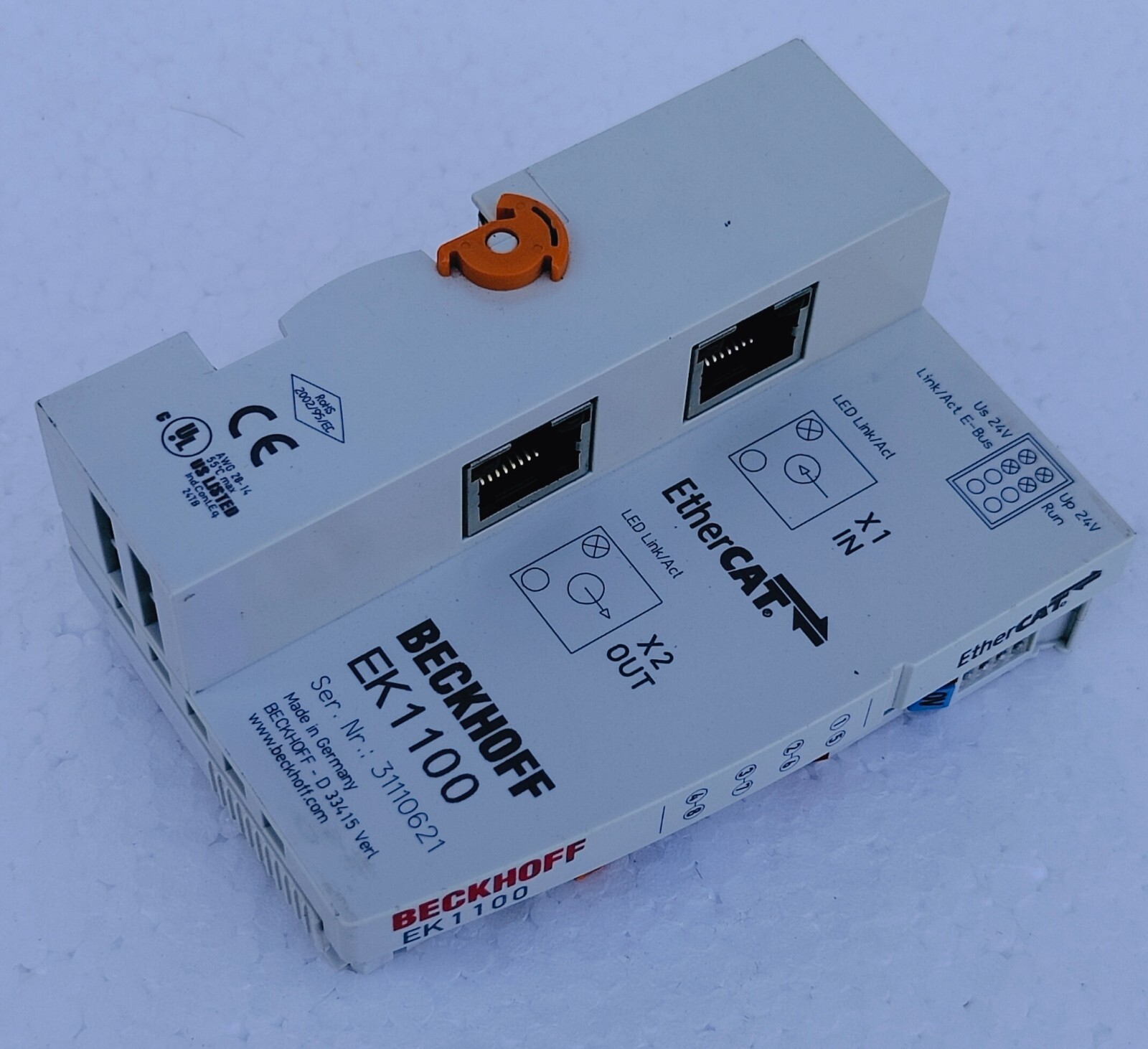 BECKHOFF EK1100 EtherCAT Coupler 2-Channel Ethernet Interface Terminal Module #2