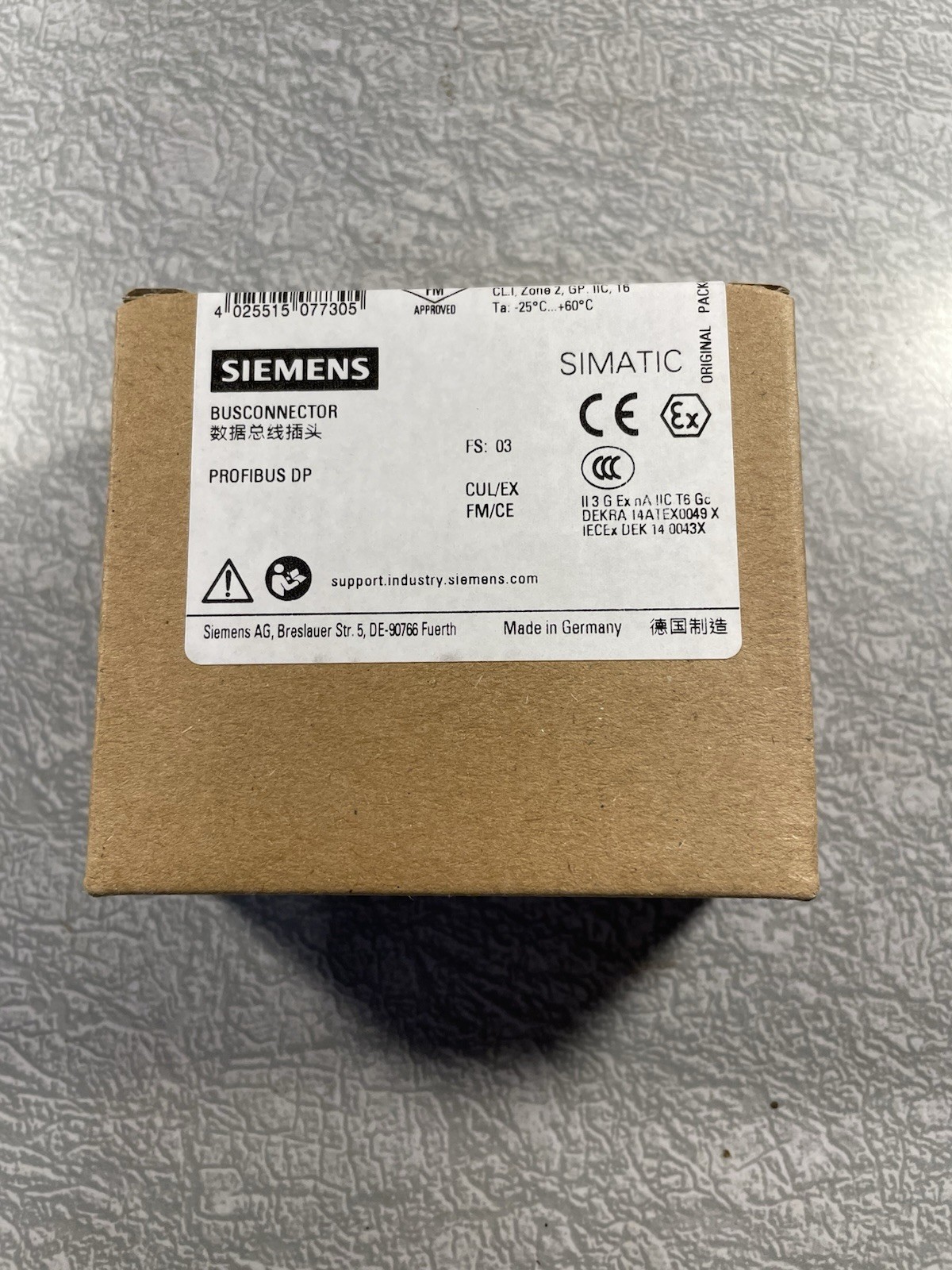 Siemens Bus Connector Profibus DP 6ES7972-0BB52-0XA0 New In Box