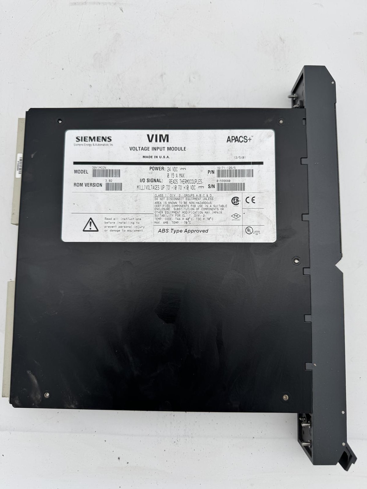 USED Siemens APACS+ VIM Voltage Input Module 39VIMCCN 16171-126/5