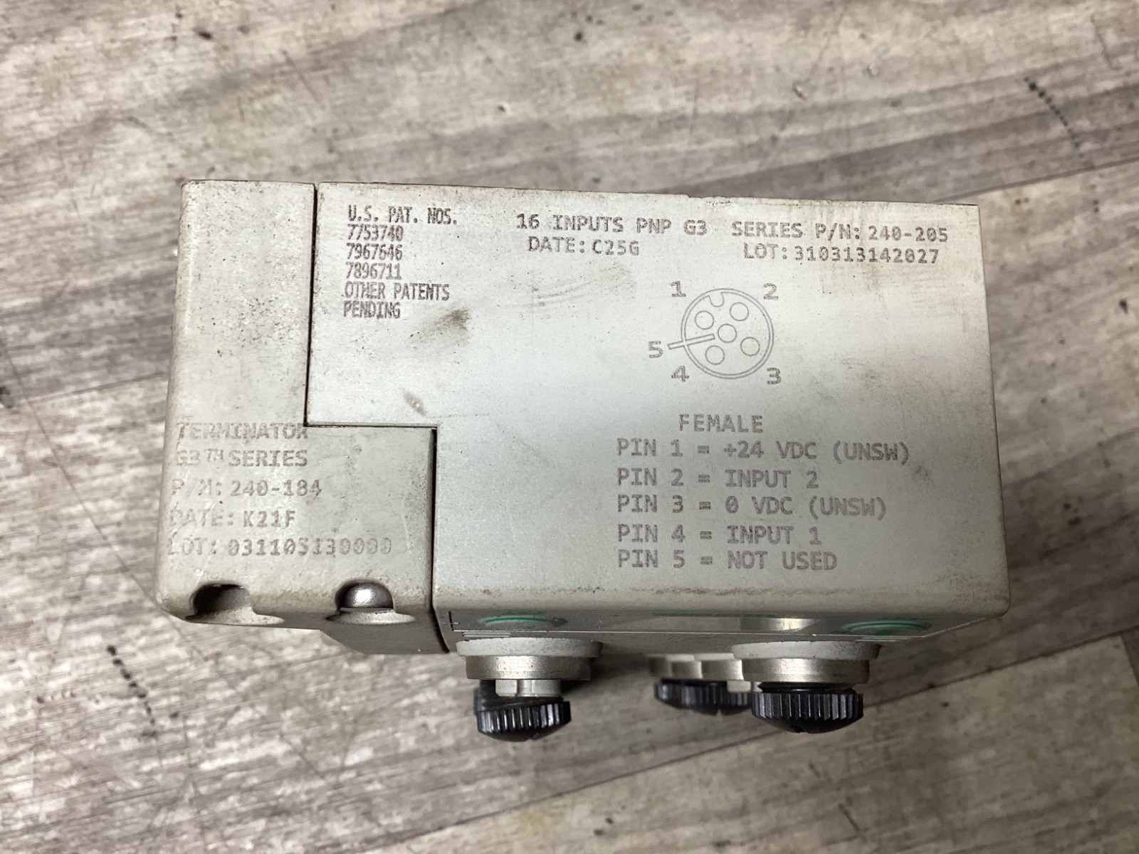 Numatics 240-205 G3 Series 16 Point PNP Input Module 24VDC #119N119
