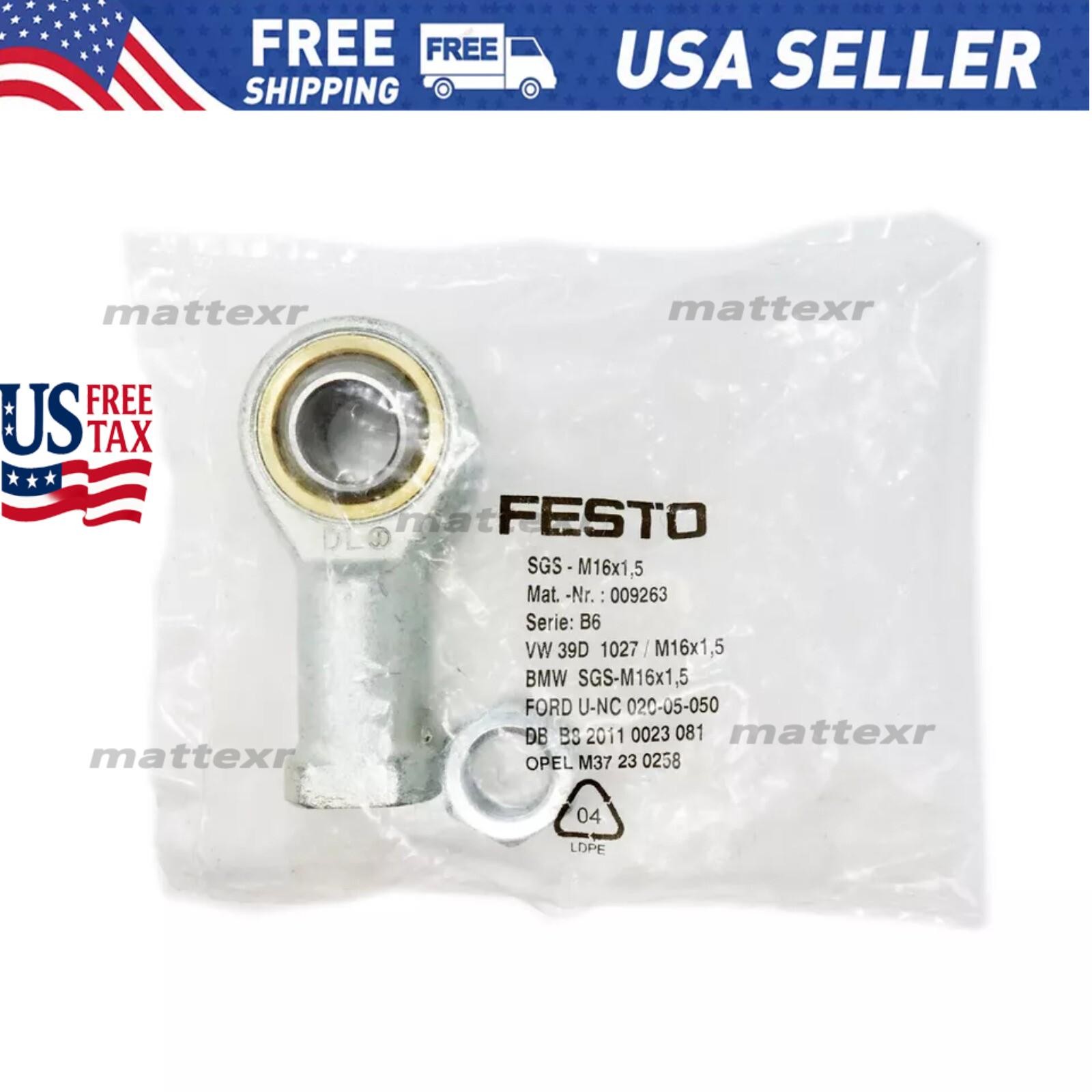 US FREE TAX New FESTO SGS-M16X1,5 9263 Rod End Bearing Mounting Assembly