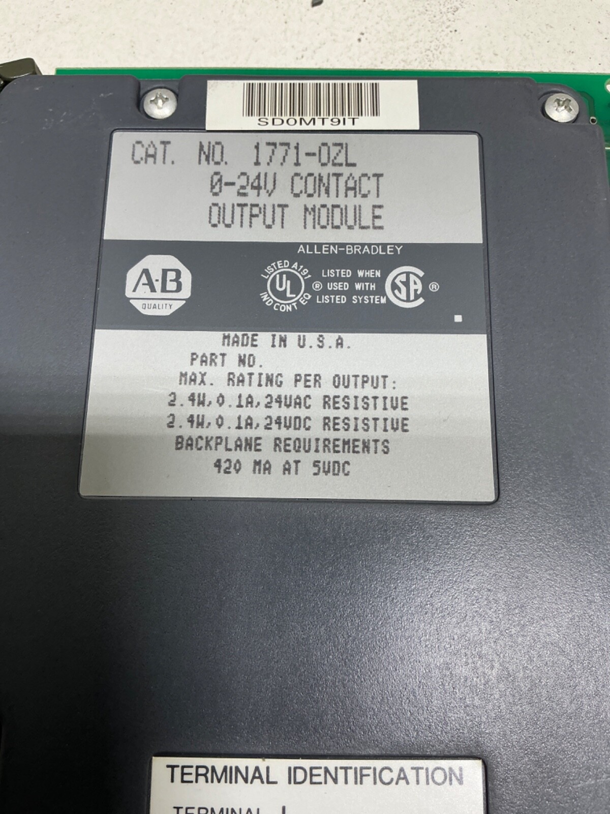 ALLEN-BRADLEY 1771-OZL 0-24V CONTACT OUTPUT MODULE
