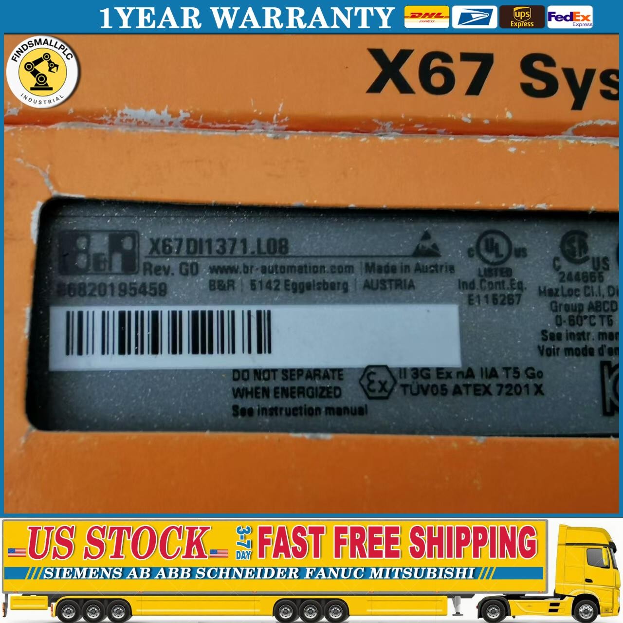 US Free TAX B&R X67DI1371.L08 X67 digital input module, 16 inputs, 24 VDC, sink