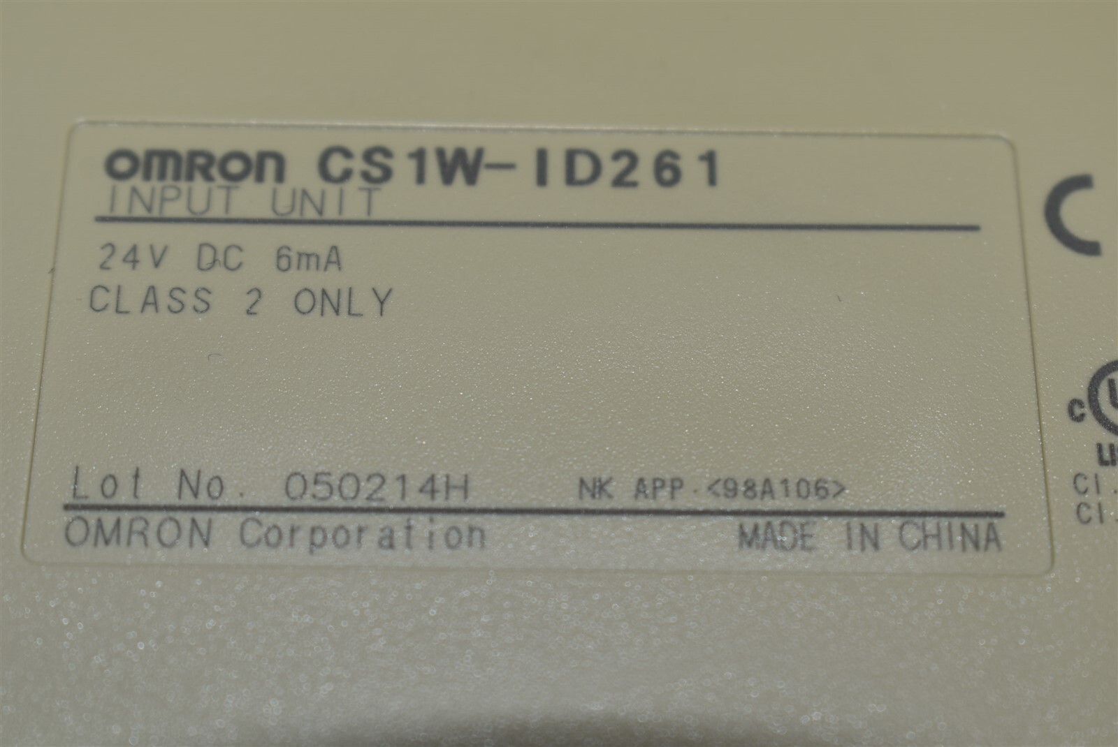Omron 24V Class 2 Input Unit Part No. CS1W-ID261