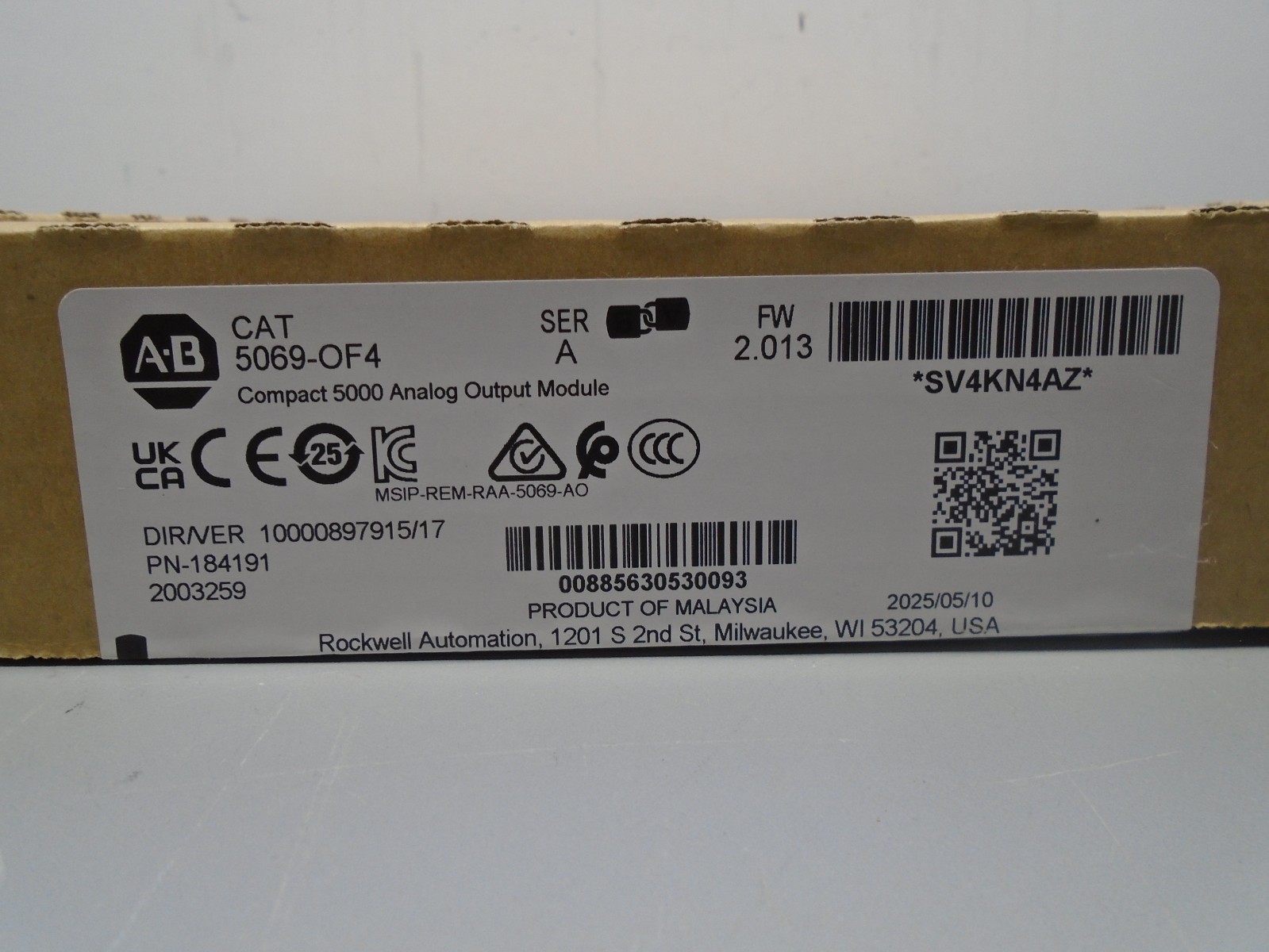 New old Stock Allen Bradley 5069-OF4 Analog Output PN-184191 5069-0F4 N147