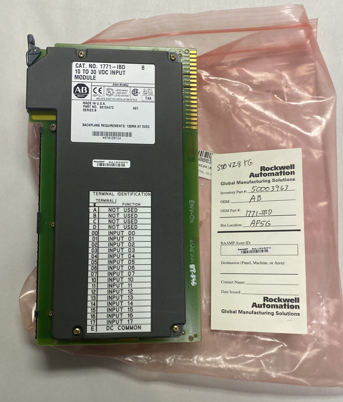 ALLEN BRADLEY,1771-IBD,SER B INPUT MODULE REFURBISHED