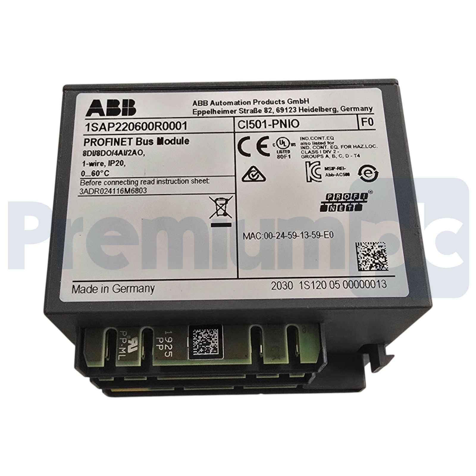 ABB CI501-PNIO | 1SAP220600R0001 AC500/S500 PROFINET Bus Module 8DI/8DO/4AI/2AO