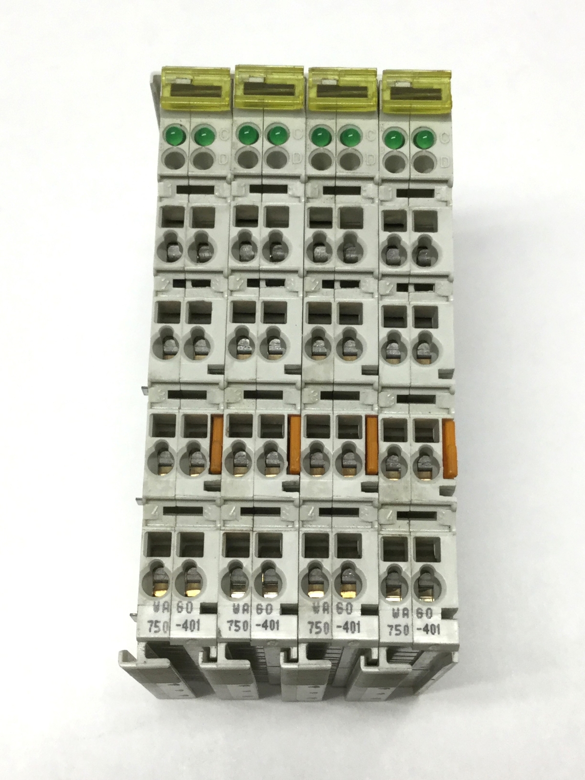 Lot of 4 Wago 750-401 Digital Input Modules, 2-Channel, 24VDC, 0.2ms, DIN Rail