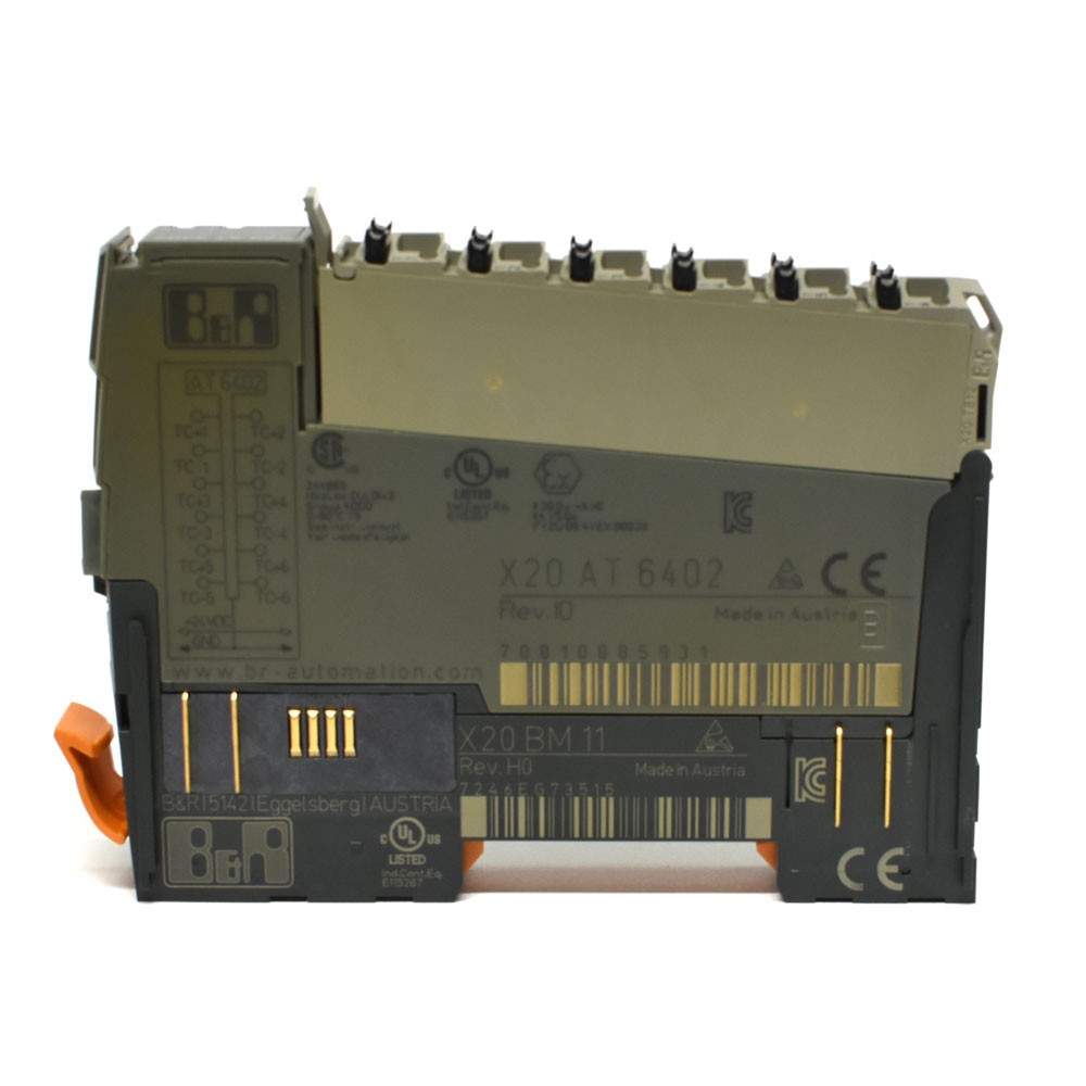 B&R Automation X20 AT 6402 2-Channel Analog Input Term 16-Bit 0-10V w/ X20 BM 11