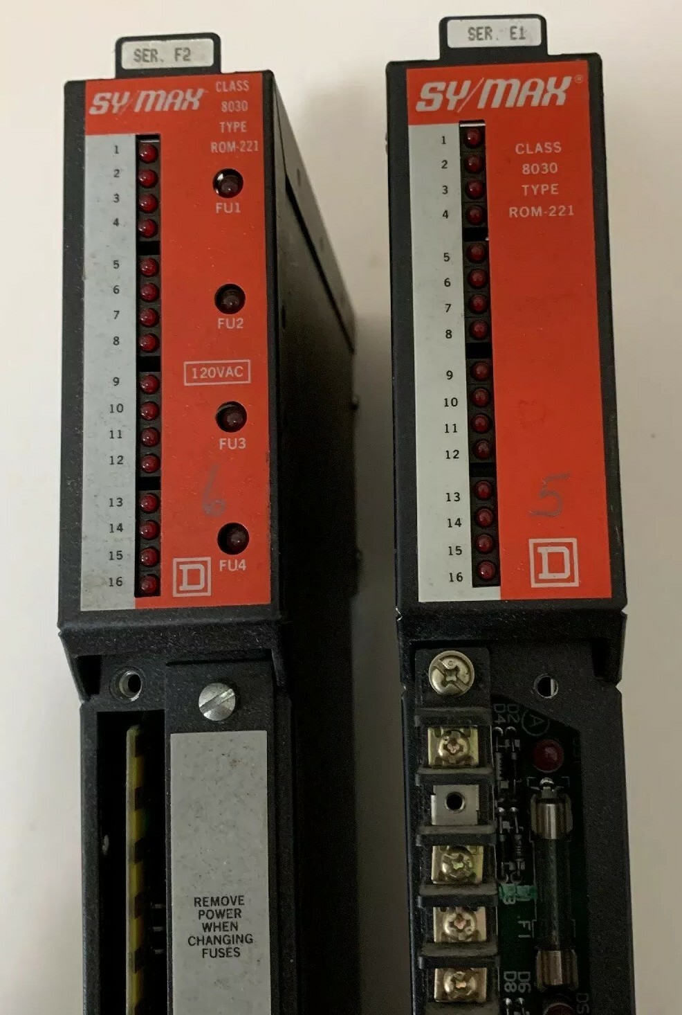 USED Square D 8030 ROM-221 SY/MAX 120VAC Output Module Series F2&E1 2 Total Unit