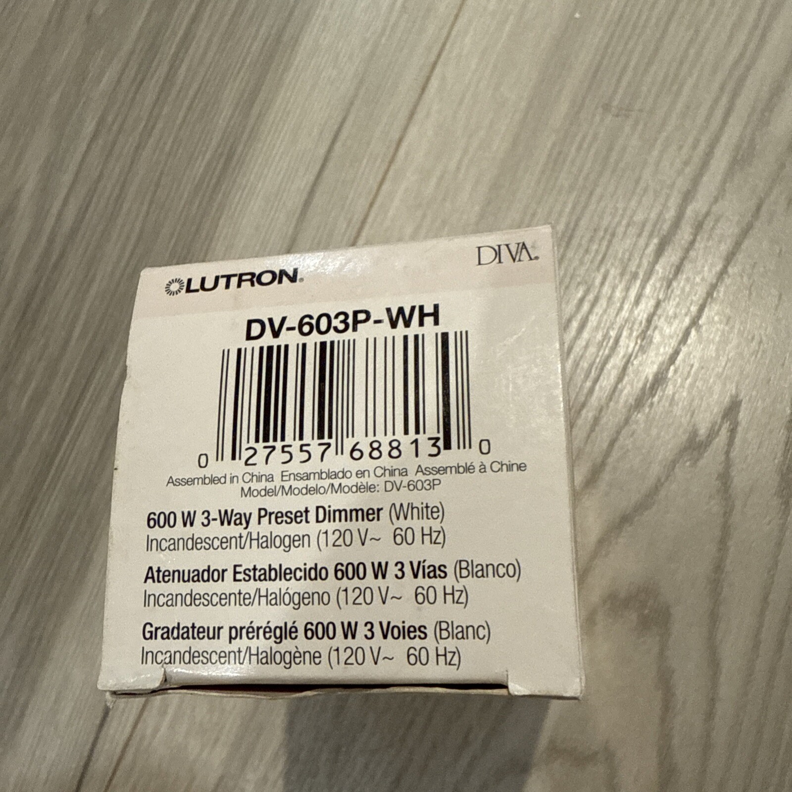 Lutron DV-603P-WH DIVA Symphony 3-Way Light Control Switch Dimmer WHITE