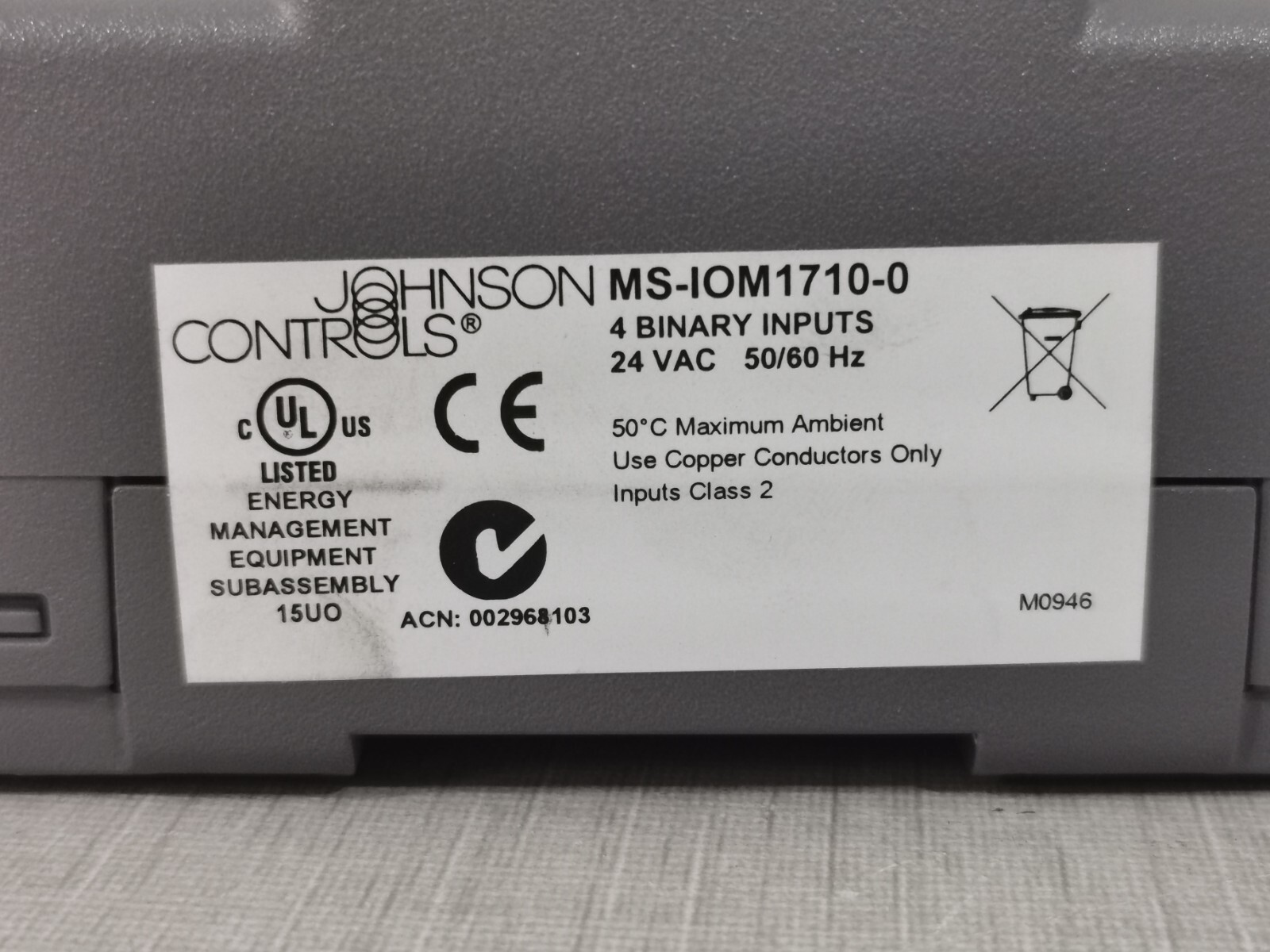 JOHNSON CONTROLS MS-IOM1710-0 MODULE