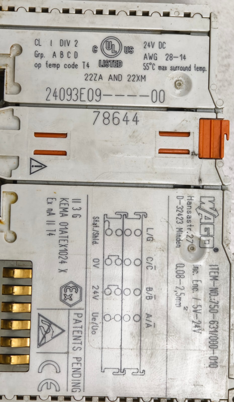 Wago 750-631/000-010 Incremental Encoder Interface RS-422 16 BIT DIN-35 RAIL