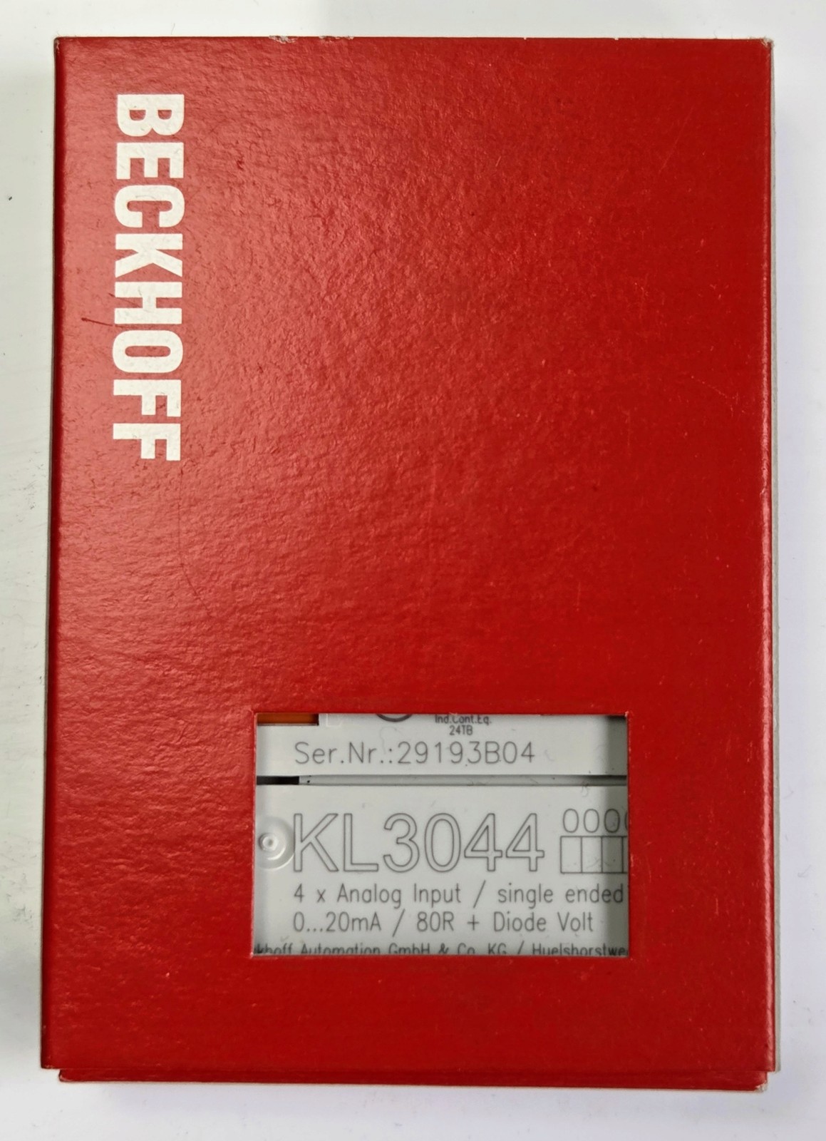 Beckhoff KL3044 4-Channel Analog Input Terminal 0-20mA 12-Bit