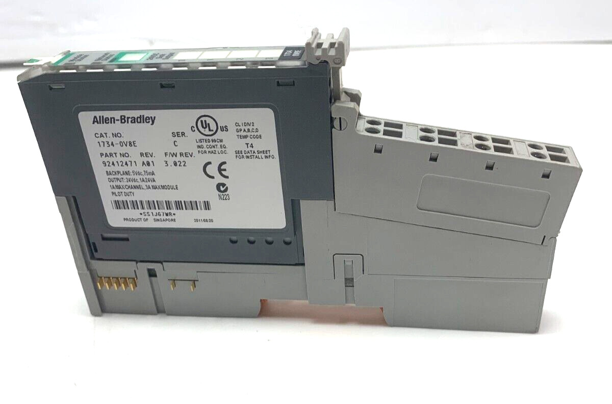 Clean! Allen-Bradley 1734-OV8E Output Module w/1734-MB Mounting Base