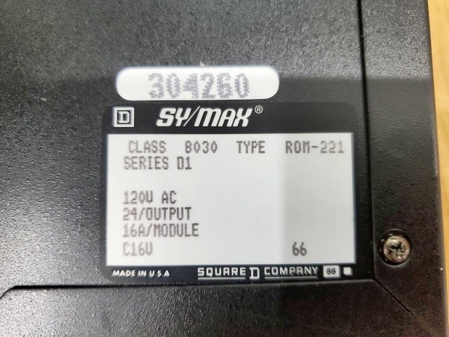 Square D Sy/Max 8030 ROM-221 Output Module, 16AMP, 120VAC, 16 Outputs – USED