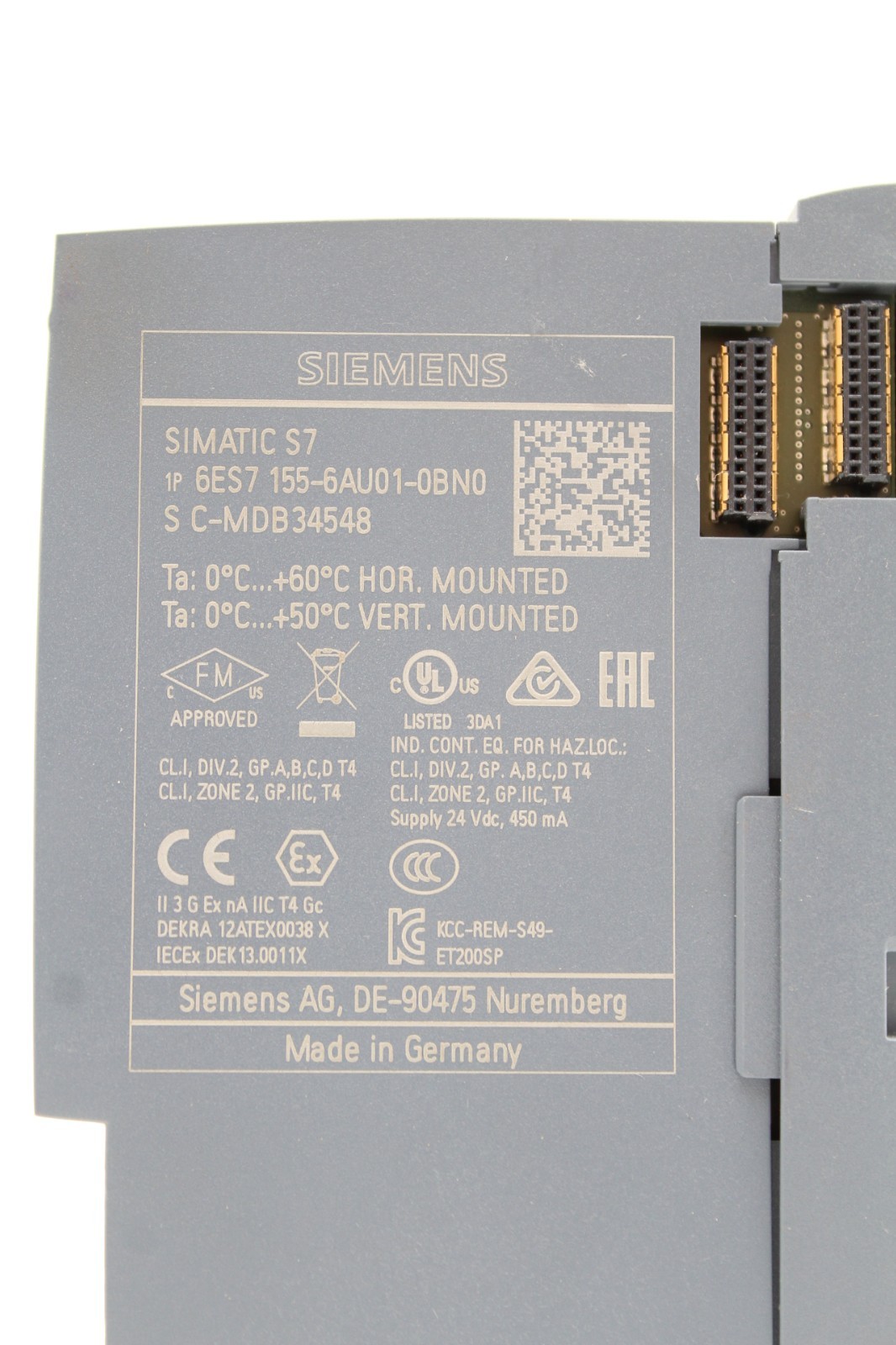 Siemens 6ES7 155-6AU01-0BN0 Simatic S7 32 Point I/O Profinet Interface Module