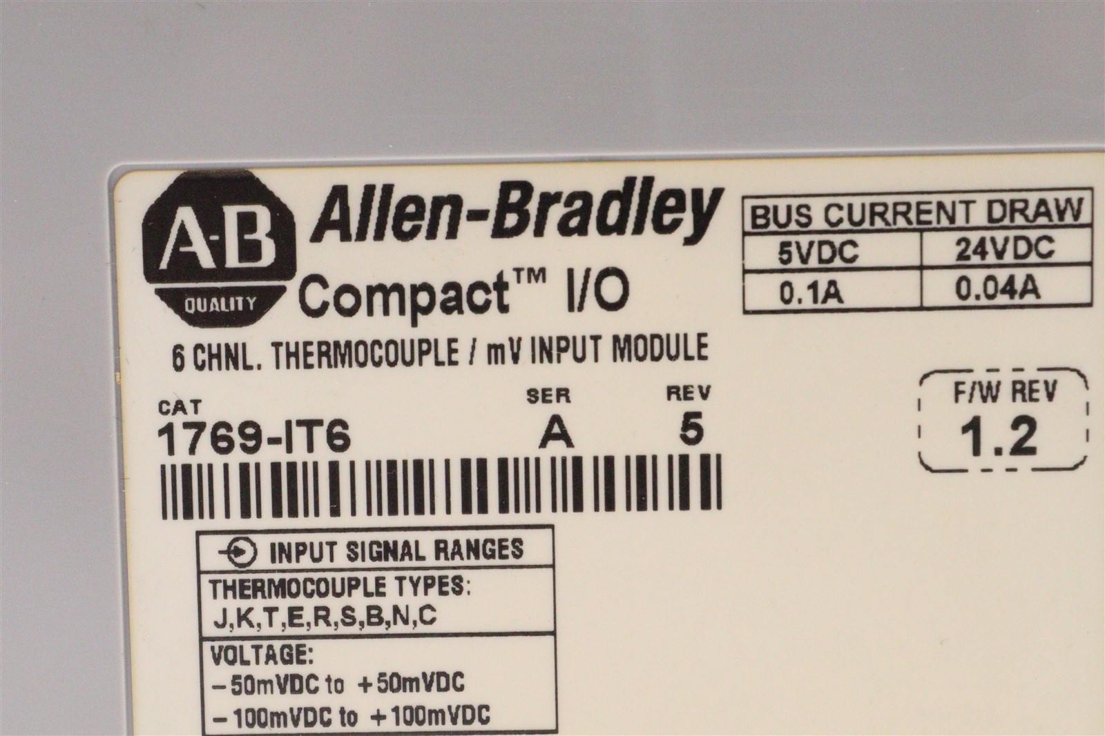 ALLEN BRADLEY 6 CH THERMOCOUPLE INPUT 1769-IT6/A