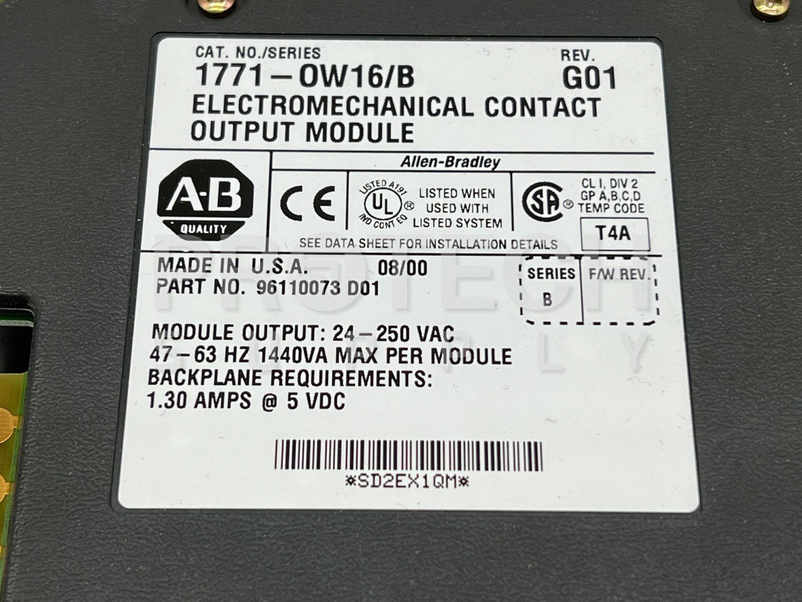 Allen-Bradley 1771-0W16/B Contact Output Module 96110073 D01 with WARRANTY