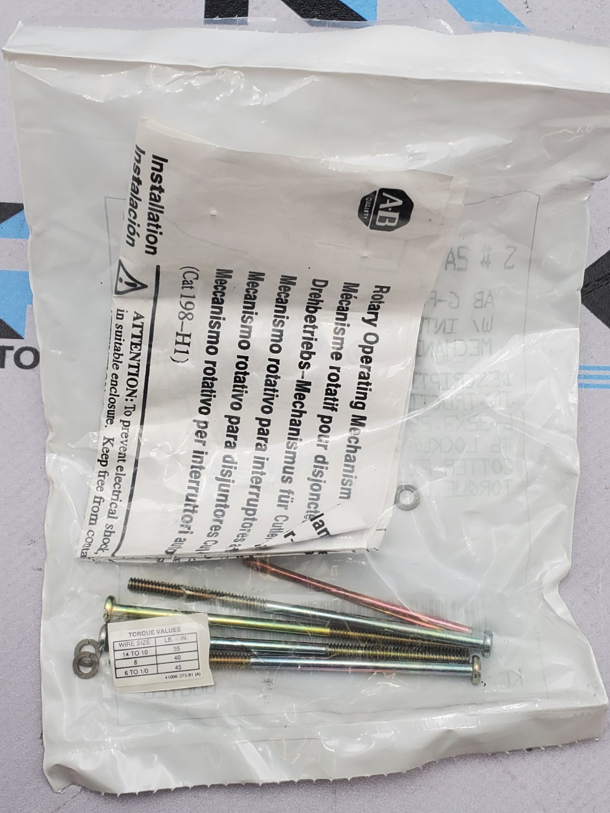 Surplus Pre-Owned Allen Bradley 198-H1 Rotary Operating Mechanism