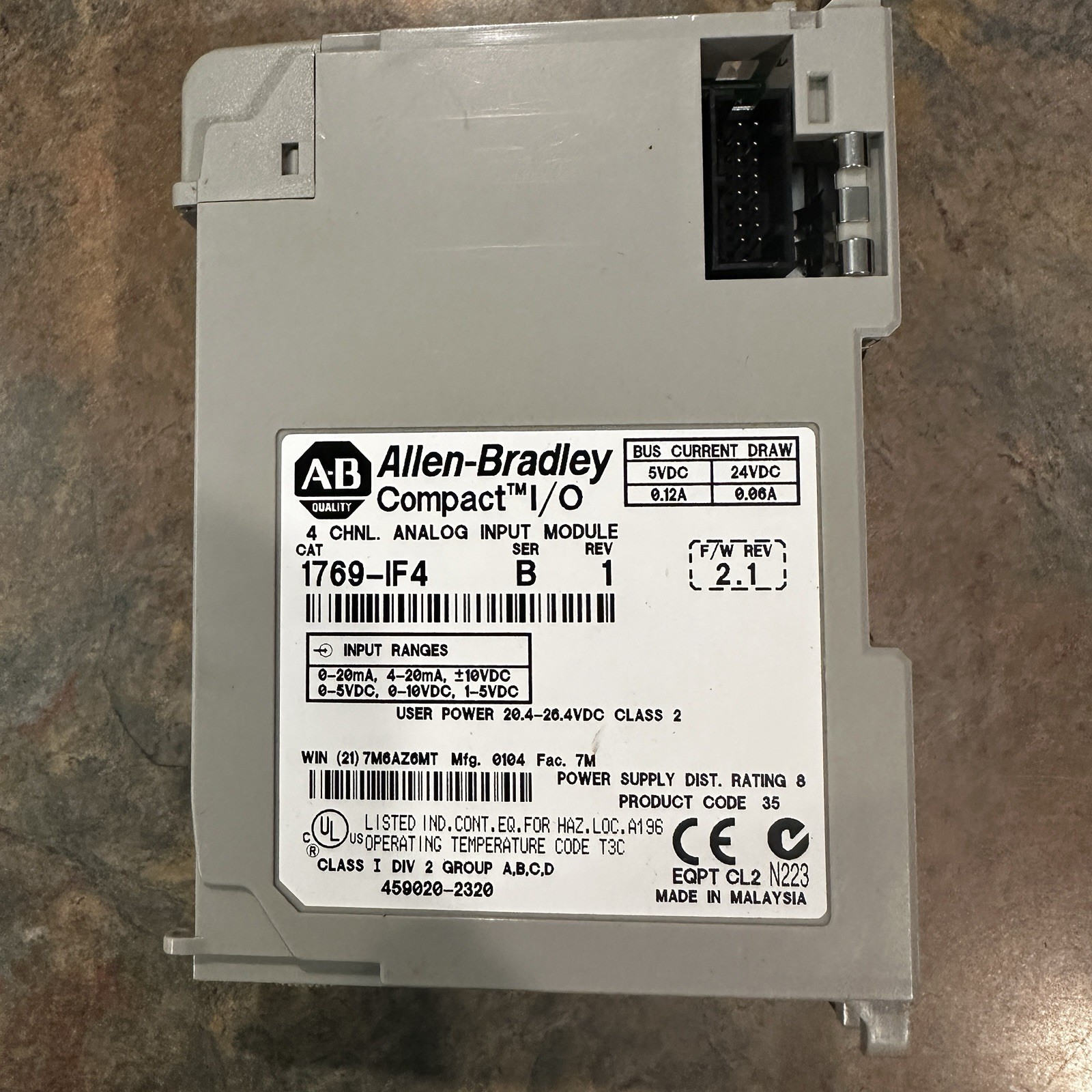 Allen Bradley 1769-IF4 Ser B Rev 1 4-Channel Analog Input Module Missing Door