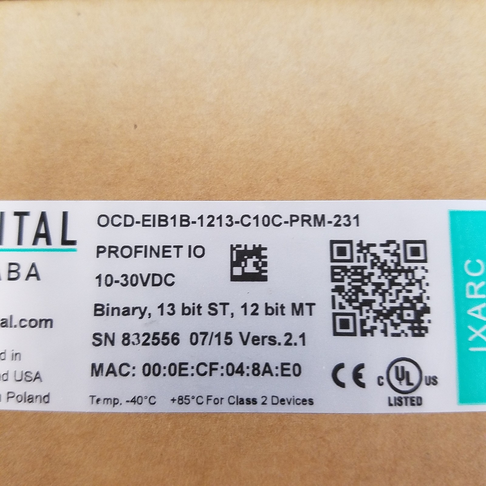 Posital OCD-EIB1B-1213-C10C-PRM-231 Encoder, Profinet IO, 10-30VDC, Binary – NEW