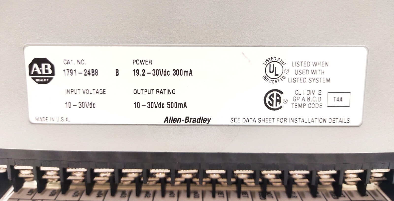 ALLEN BRADLEY 1791-24B8 DC BLOCK I/O MODULE 1791-24B8 REV.B