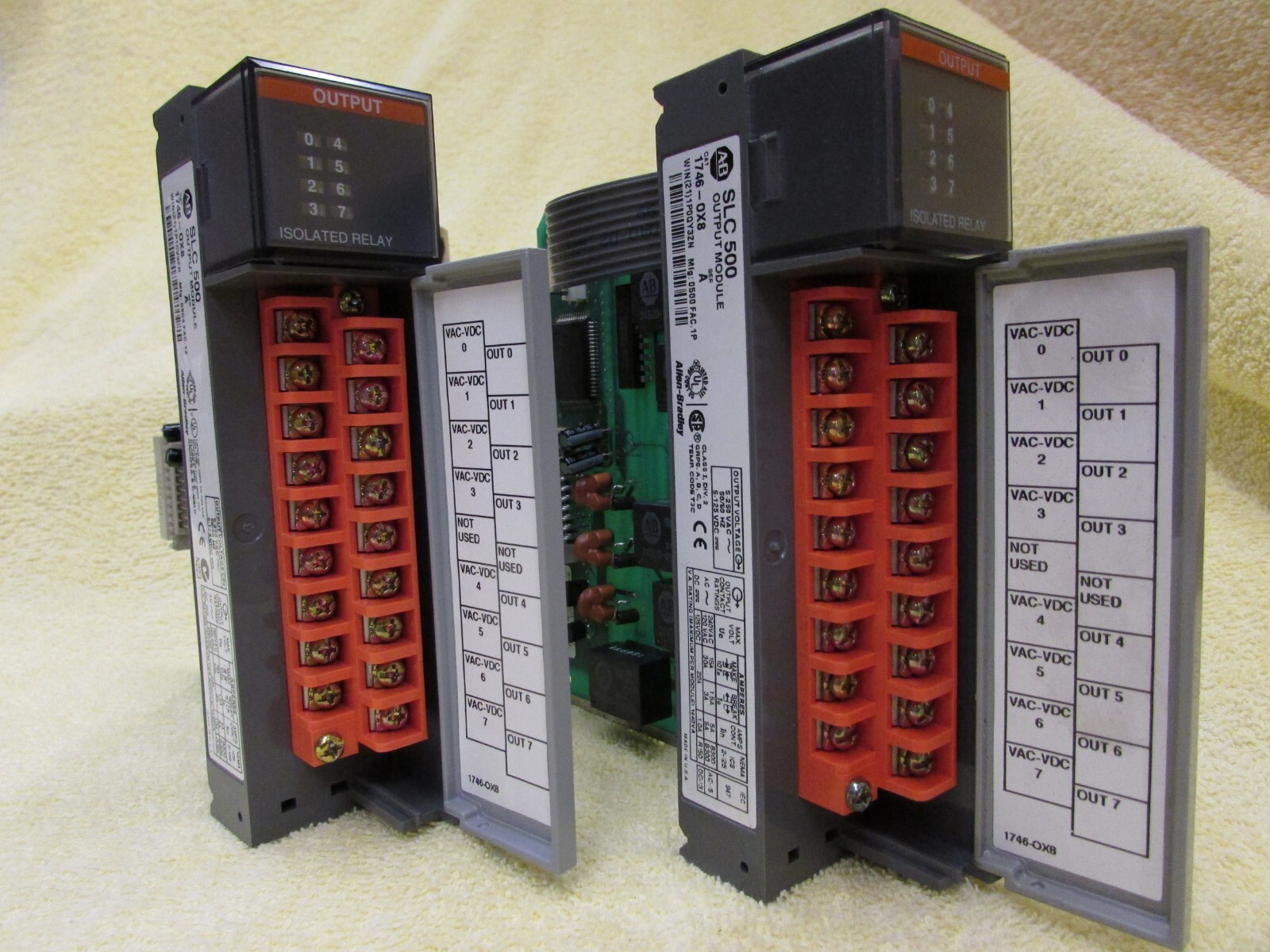 (2) Allen-Bradley SLC 500, 1746-0X8, 1746-OX8, USED, Lot of 2, N3