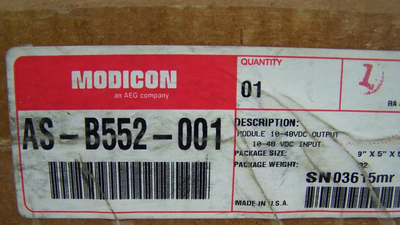 NEW MODICON OUTPUT MODULE 10-48 VDC AS-B552-001