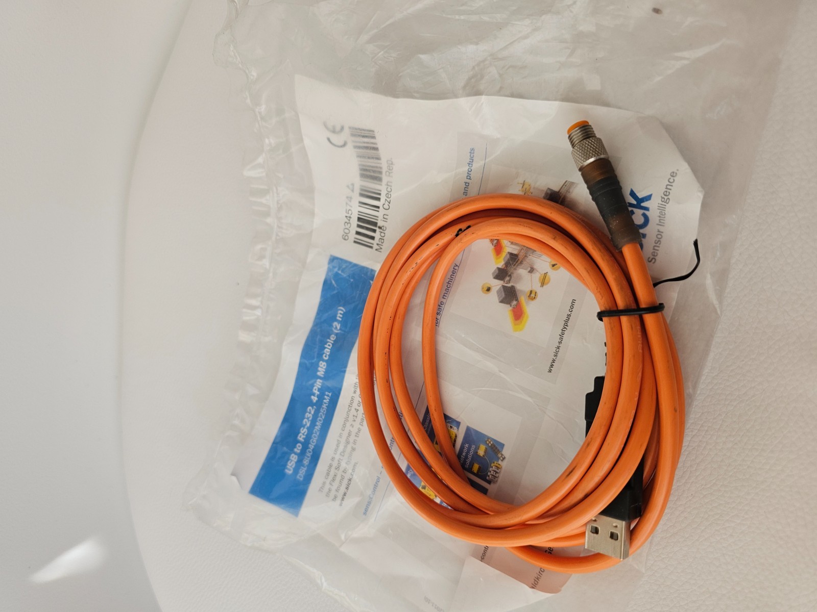 SICK DSL-8U04G02M025KM1 USB to RS-232 4-Pin M8 Cable 2m 6034574