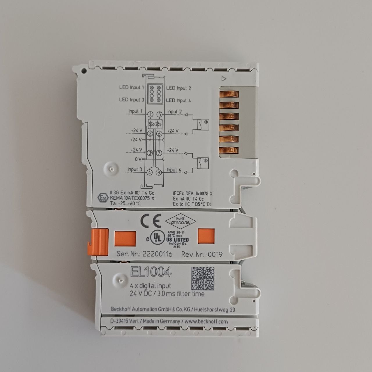 Beckhoff EL1004 EtherCAT 4x Digital Input Module 24V DC PLC Germany