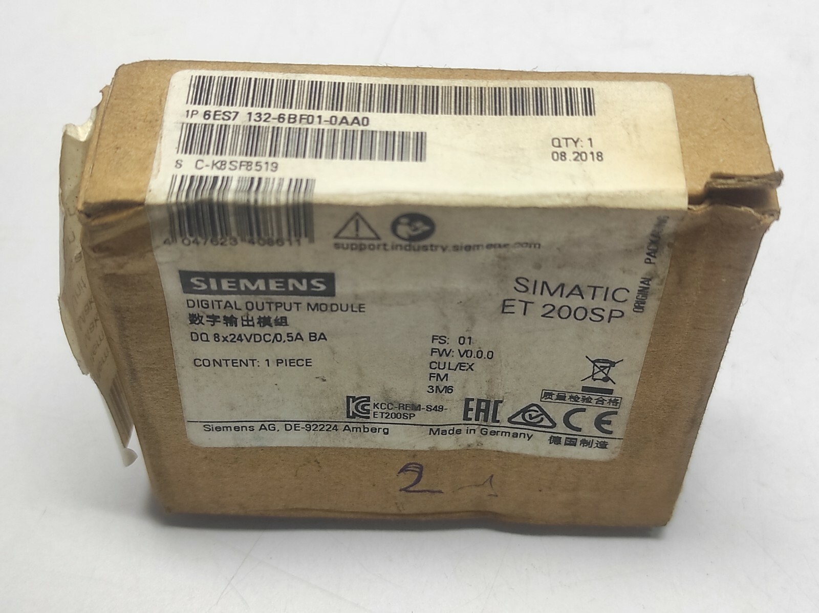 Siemens 6ES7 132-6BF01-0AA0 Digital Output Module 6ES71326BF010AA0 Simatic