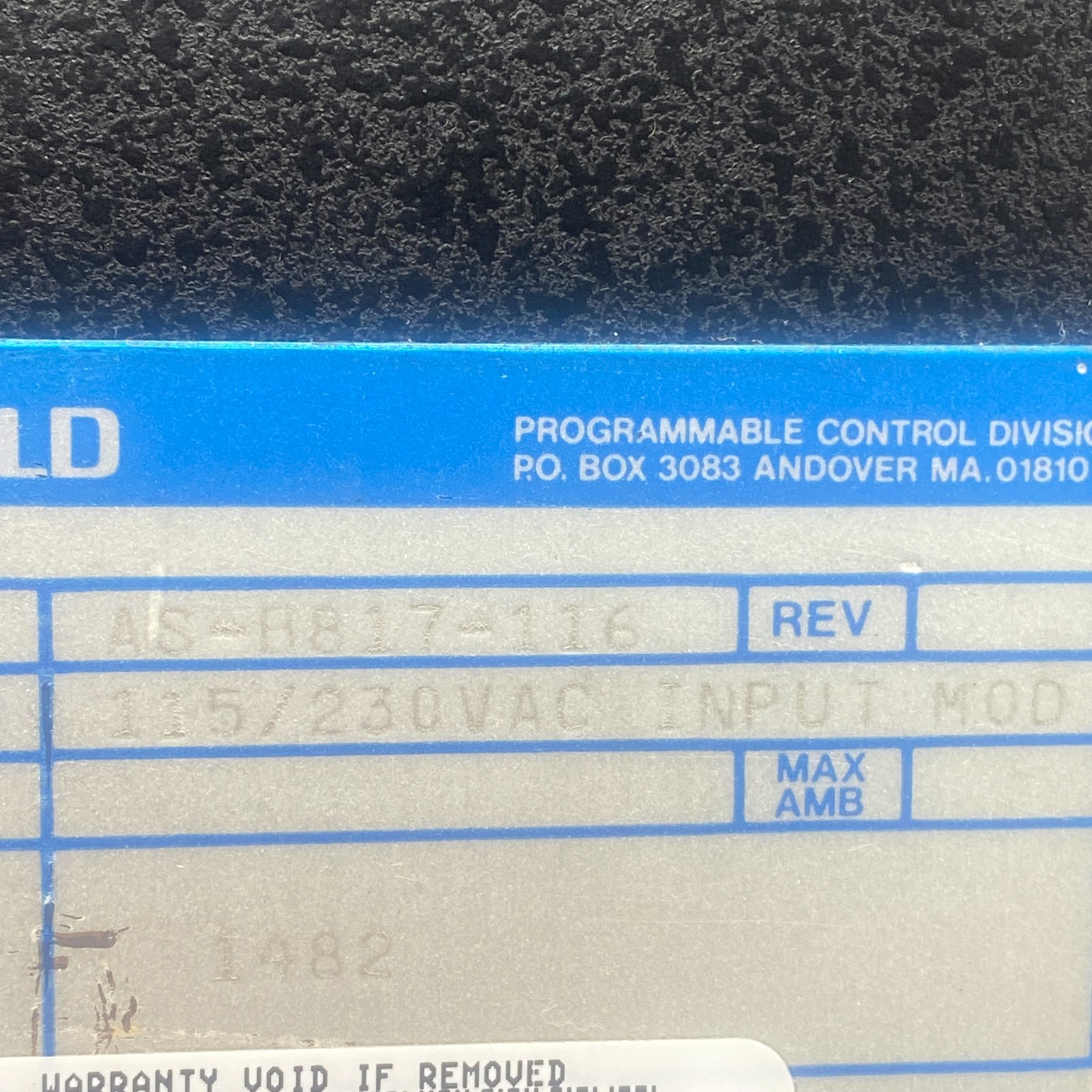 GOULD AS-B817-116 ANALOG INPUT MODULE UNIT 115/230VAC S/N 1482 B817-116 ✅