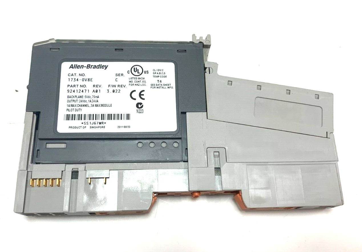 Clean! Allen-Bradley 1734-OV8E Output Module w/1734-MB Mounting Base