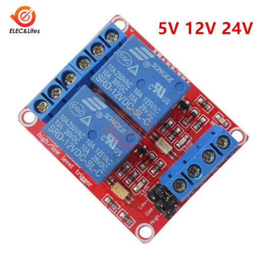 2 Channel Relay Module Board 5V/12V/24V Optocoupler