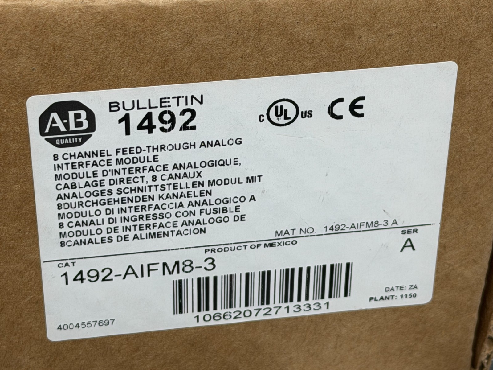 Allen-Bradley 1492-AIFM8-3 Ser. A Analog Interface Module 8 Channel (NEW)