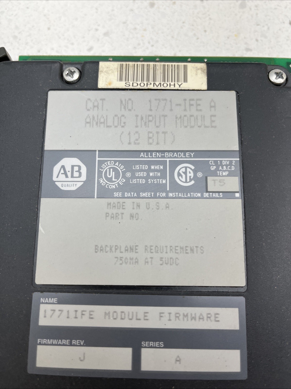 1771-IFE A Allen Bradley 12 (Bit) Analog Input Module
