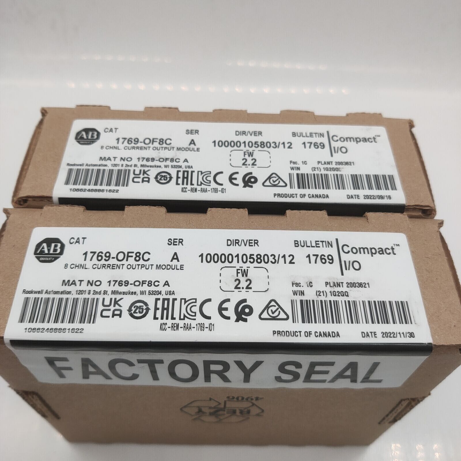 100% New Factory Sealed AB 1769-OF8C SER A CompactLogix 8-Channel Analog Module