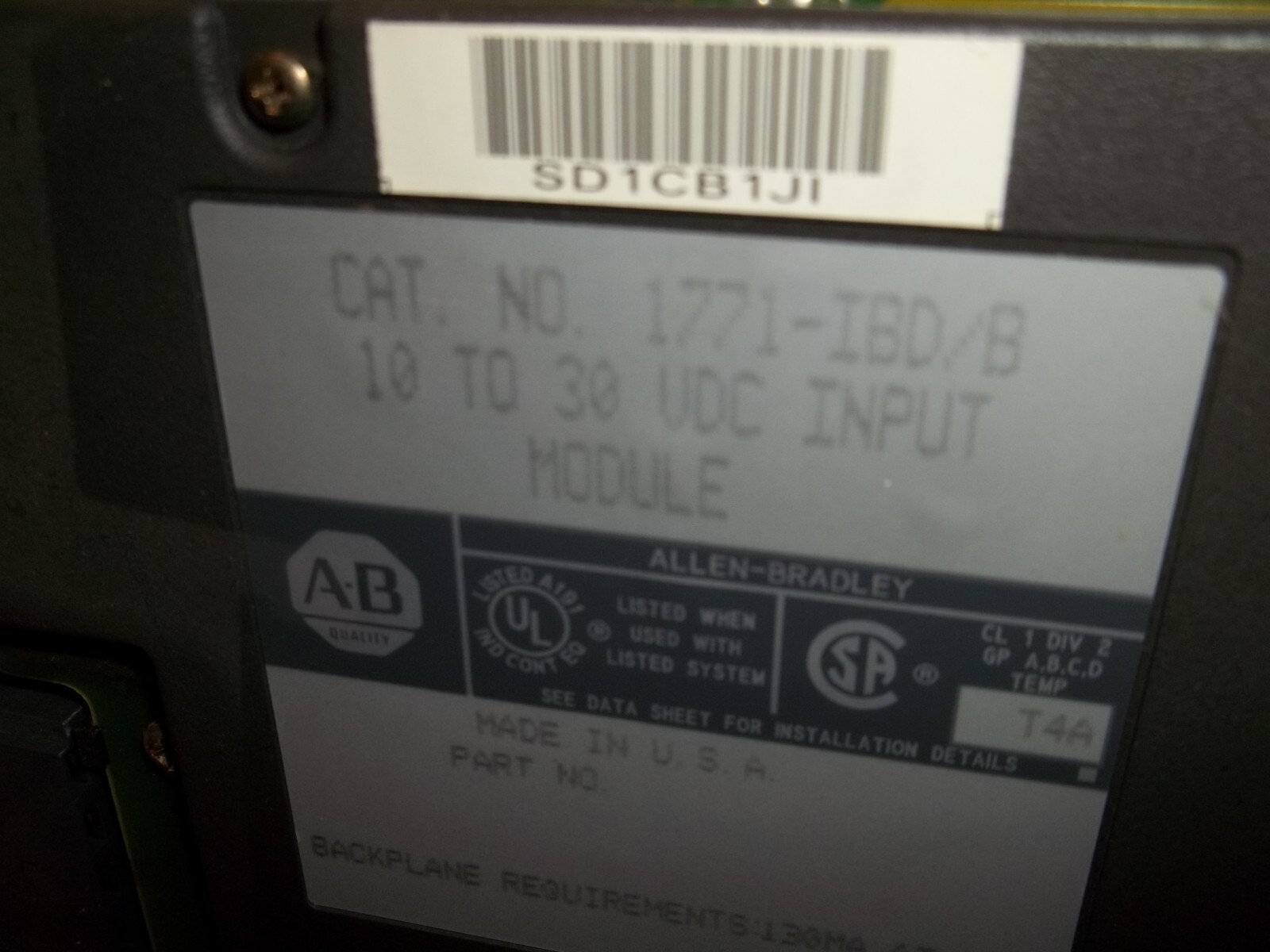 ALLEN BRADLEY 1771-IBD SER B INPUT MODULE PLC (885)
