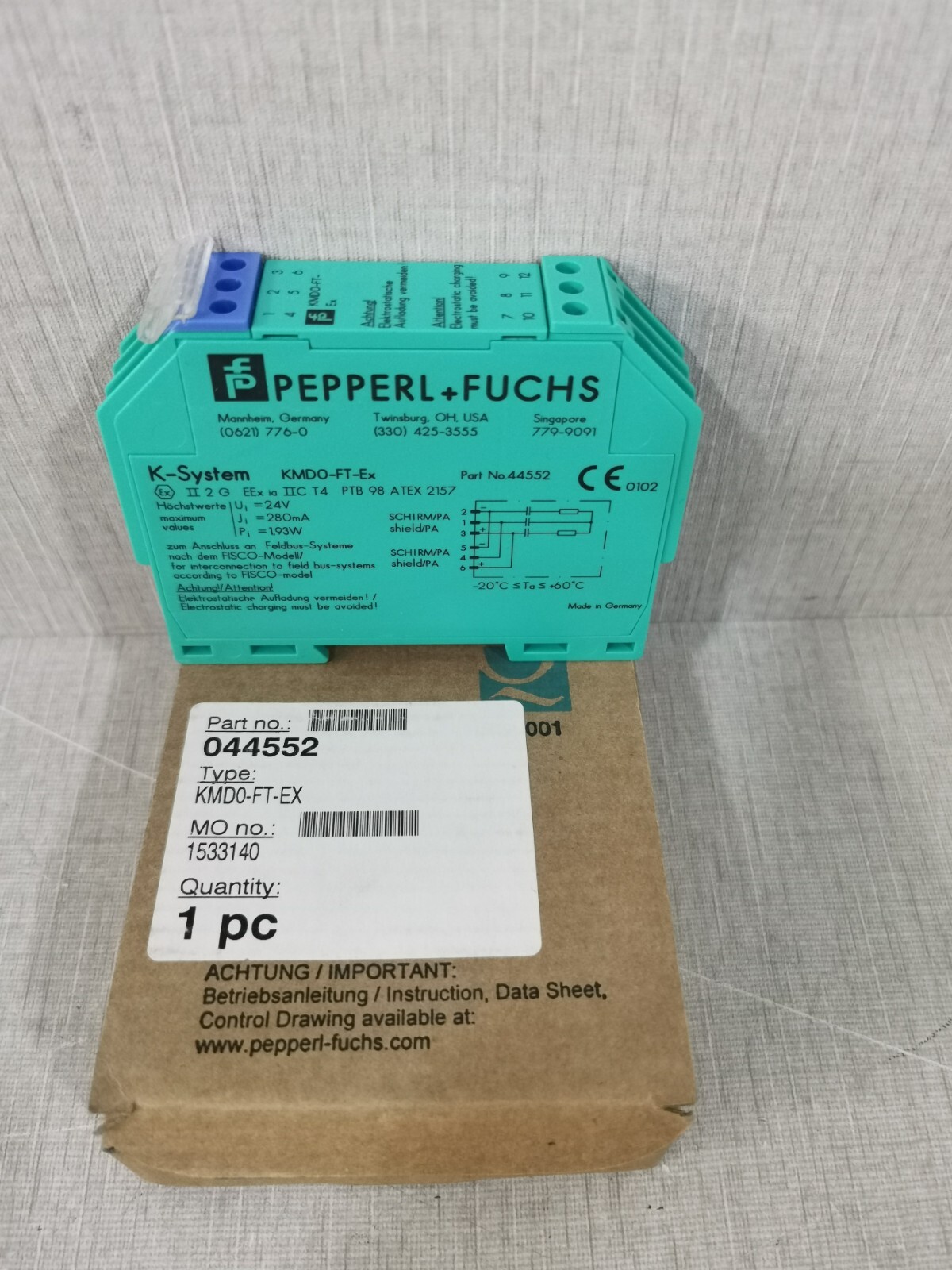 PEPPERL+FUCHS KMDO-FT-Ex P/N 44552 TERMINATION RESISTOR- WITH FILTY BOX