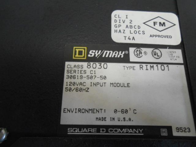 SQUARE D 8030 RIM 101 SY/MAX SERIES C1 IMPUT MODULE 30619-507-50 120VAC 50/60HZ