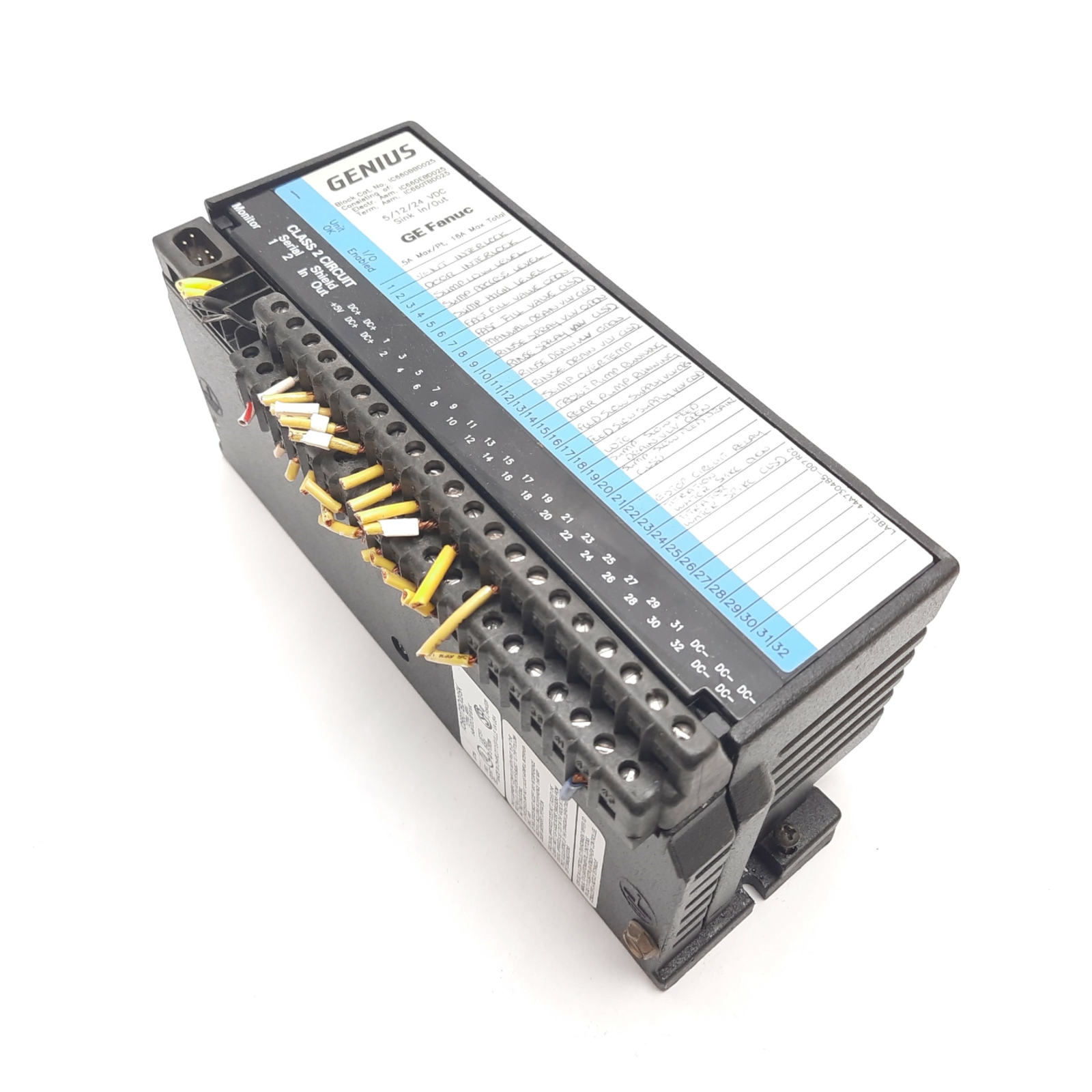 GE Fanuc IC660EBD025B Genius Discrete I/O Block, 5/12/24VDC Sink In/Out 0.5A Max