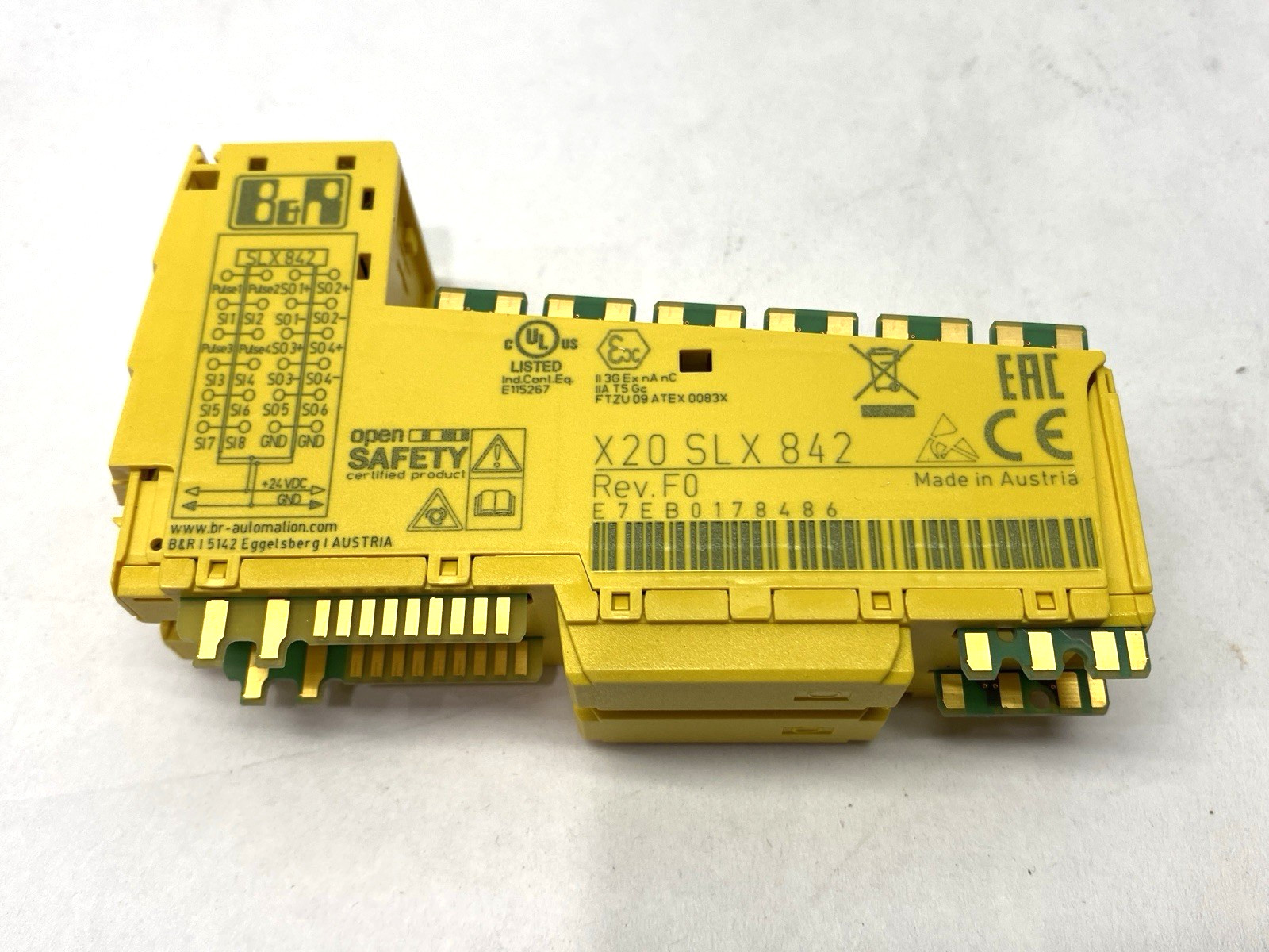 B&R X20SLX842 Rev. F0 Safety I/O Module 8 Safe Digital Inputs 4 Pulse Outputs