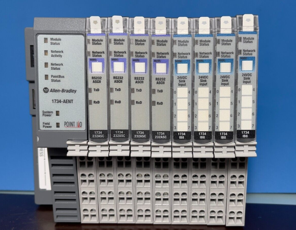 Allen Bradley 1734-AENT With Four 1734-232ASC and Four 1734-IB8 Module Status