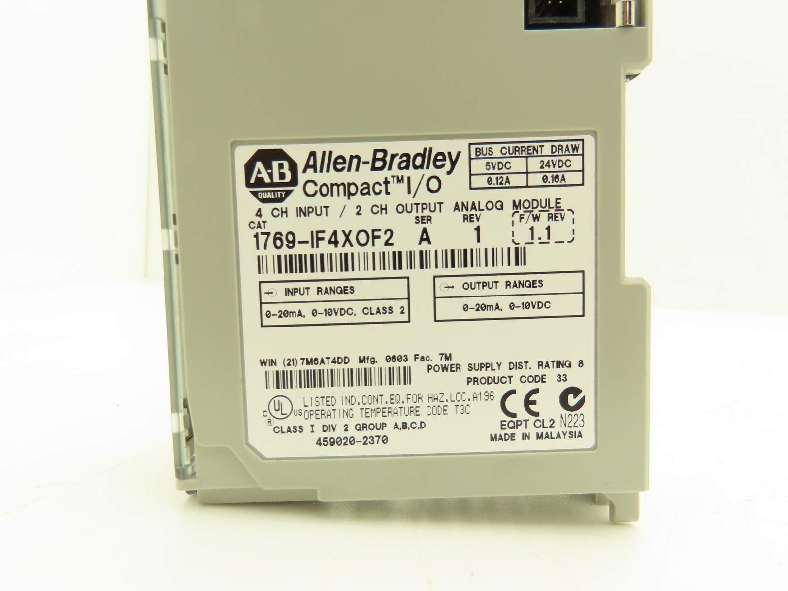 Allen Bradley 1769-IF4XOF2 Input Output Module 0-10VDC Rev 1 Ser A I/O
