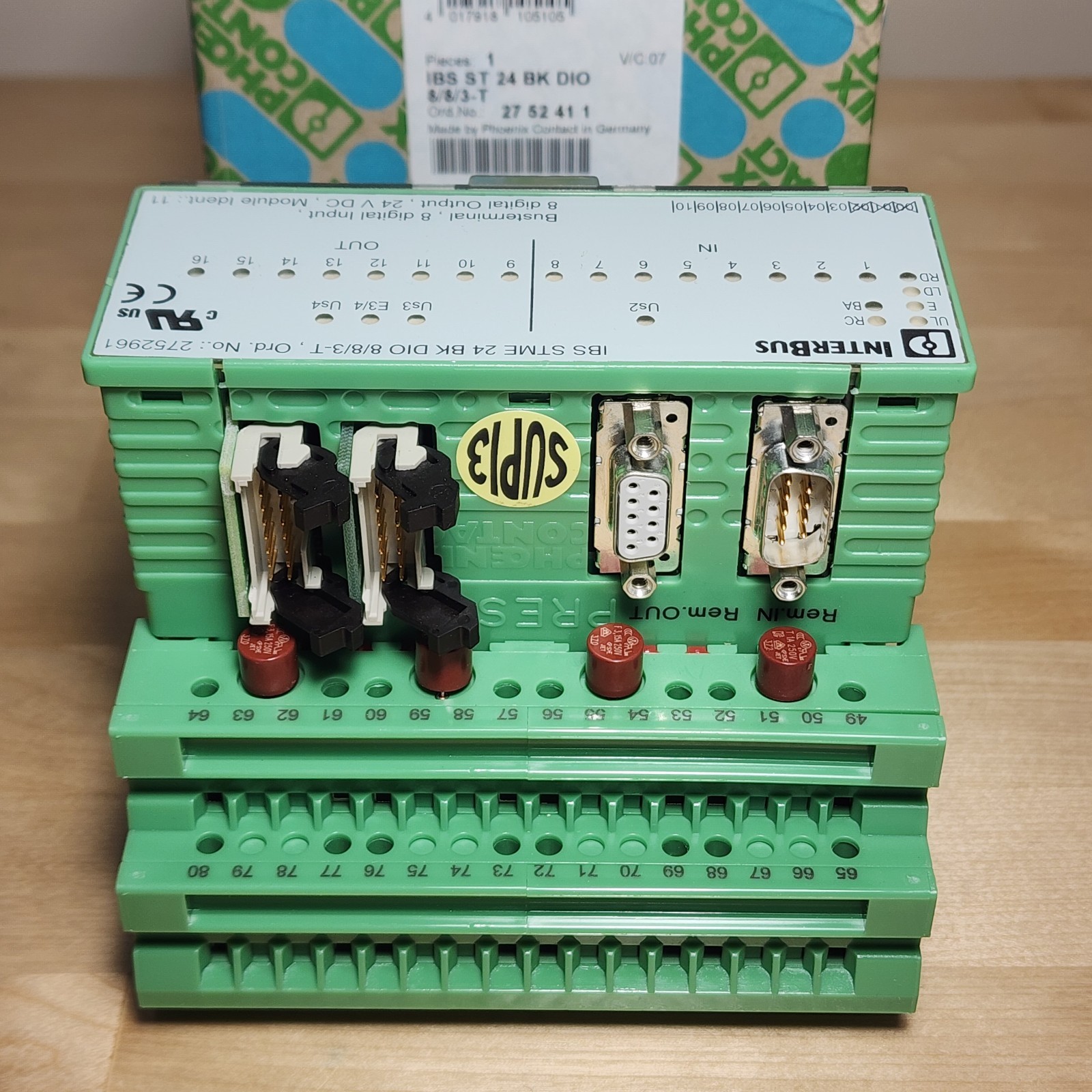 Phoenix Contact 2752411 IBS ST 24 BK DIO 8/8/3-T Bus Coupler I/O Module 8DI 8DO