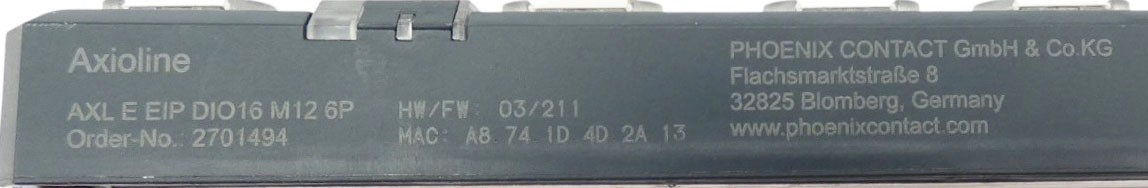 Phoenix Contact AXL E EIP DIO16 M12 6P 2701494 Digital Input/Output Device – Unused